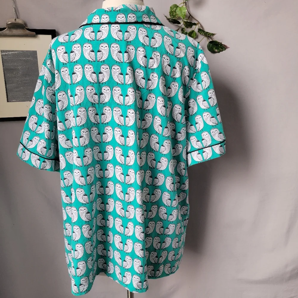 Bedhead‎ Cotton Knit Pajama Lounge Top Owl Print 3X